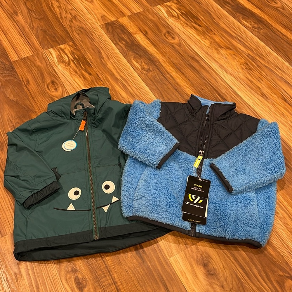 Set of 18 month boys jackets rain slicker and champion fleece - adorable NWT